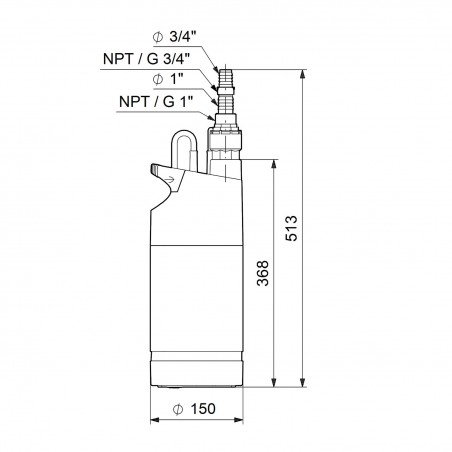 Pompe immergée 6" Grundfos SB325A 0,56 kW jusqu'à 3 m3/h monophasé 220V