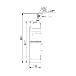 Pompe immergée 6" Grundfos SBA335A 0,74 kW automatique jusqu'à 3 m3/h monophasé 220V