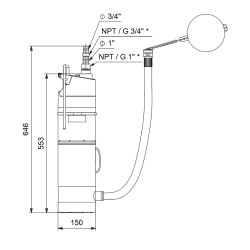 Pompe immergée 6" Grundfos SBA345AW 0,95 kW automatique jusqu'à 3 m3/h monophasé 220V