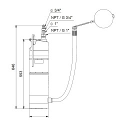Pompe immergée 6" Grundfos SBA335MW 0,74 kW automatique jusqu'à 3 m3/h monophasé 220V