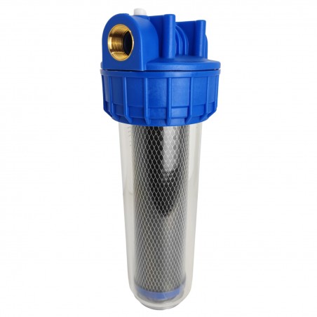 Porte filtre à eau 9"3/4 - 26/34M - 2 en 1 - Filtration 5 microns et Filtre à charbon actif