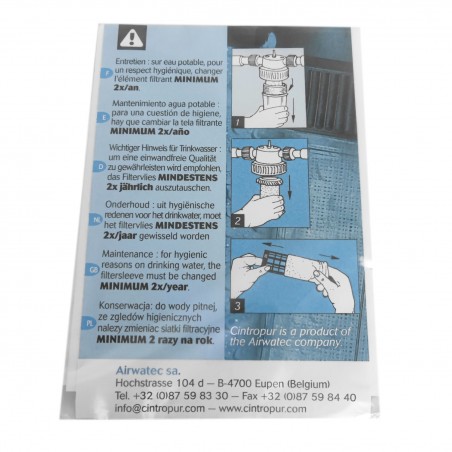Tamis filtrant Cintropur pour NW18 - 5 microns