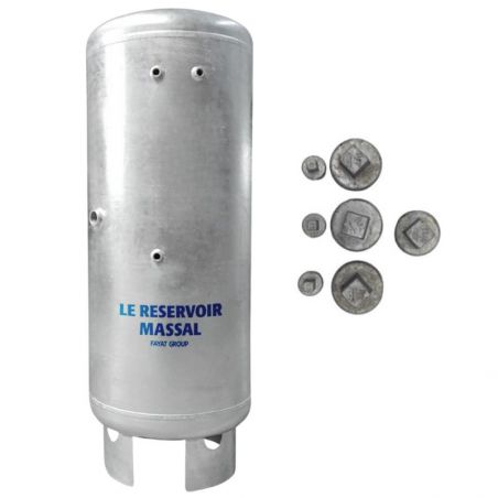 Réservoir Massal Galvanisé - 6 bars - 200 litres avec Kit Bouchons - Type ACS - Acier galva