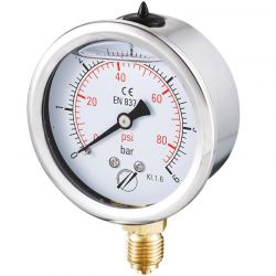 Manomètre inox à bain glycérine Radial 0 + 2,5 bars 1/4" - Ø63