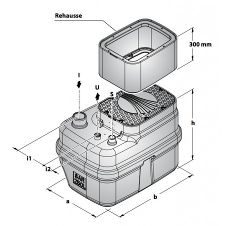 Station de relevage 250L Pedrollo SAR250ECOTOP2VORTEX - Pompe a eau 0,37 kW jusqu'à 10,8 m3/h monophasé 220V
