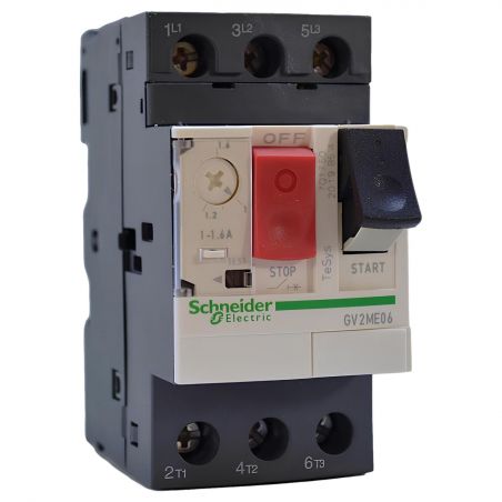 TeSys - Disjoncteur moteur magnéto-thermique GV2ME10 - 3P - commande par bouton poussoir - réglage th. 4 à 6.3A