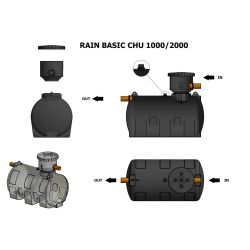 Cuve enterrée 2000L récupération eau de pluie - Système complet - ELBI CHU2000 RAIN BASIC