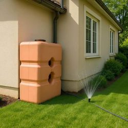 Cuve récupération eau de pluie 800L - Réservoir aérien compact Terracotta - Polyéthylène - ELBI CPN