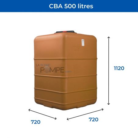 Cuve récupération eau de pluie 500L - Réservoir aérien cubique Terracotta - Polyéthylène - ELBI CBA