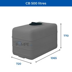Cuve récupération eau de pluie 500L - Réservoir aérien cubique Gris - Polyéthylène - ELBI CB