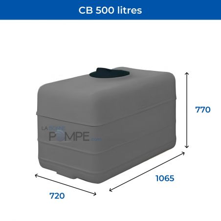 Cuve récupération eau de pluie 500L - Réservoir aérien cubique Gris - Polyéthylène - ELBI CB