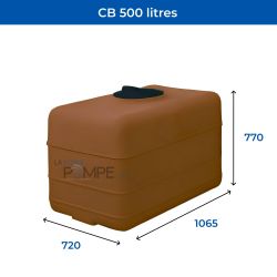 Cuve récupération eau de pluie 500L - Réservoir aérien cubique Terracotta - Polyéthylène - ELBI CB