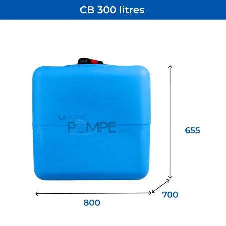 Cuve récupération eau de pluie 300L - Réservoir aérien cubique bleu - Polyéthylène - ELBI CB