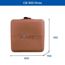 Cuve récupération eau de pluie 300L - Réservoir aérien cubique Terracotta - Polyéthylène - ELBI CB