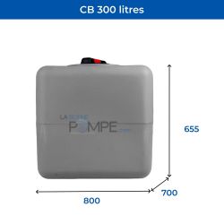 Cuve récupération eau de pluie 300L - Réservoir aérien cubique Gris - Polyéthylène - ELBI CB