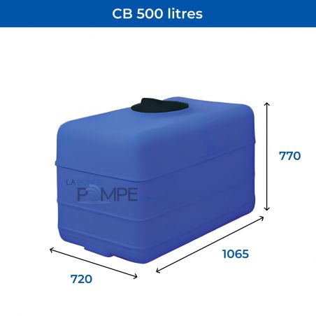 Cuve récupération eau de pluie 500L - Réservoir aérien cubique bleu - Polyéthylène - ELBI CB