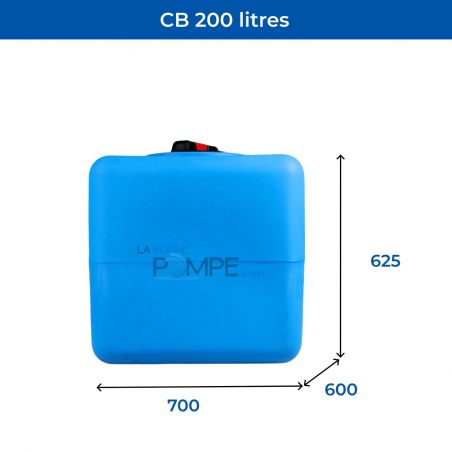 Cuve récupération eau de pluie 200L - Réservoir aérien cubique bleu - Polyéthylène - ELBI CB
