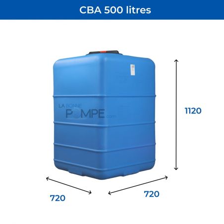 Cuve récupération eau de pluie 500L - Réservoir aérien cubique bleu - Polyéthylène - ELBI CBA