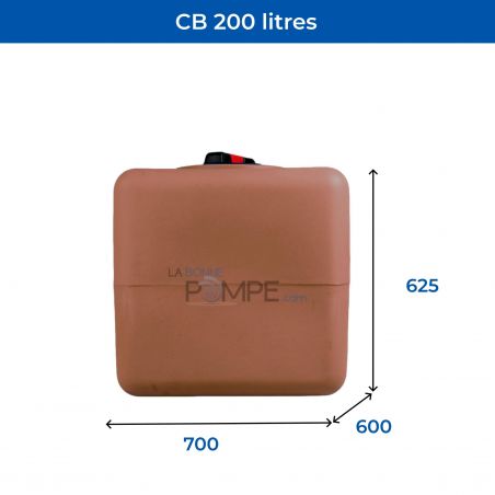 Cuve récupération eau de pluie 200L - Réservoir aérien cubique Terracotta - Polyéthylène - ELBI CB
