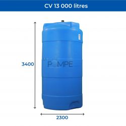 Cuve récupération eau de pluie 13000L - Réservoir aérien vertical bleu - Polyéthylène - ELBI CV