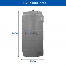 Cuve récupération eau de pluie 13000L - Réservoir aérien vertical Gris - Polyéthylène - ELBI CV