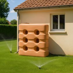 Cuve récupération eau de pluie 3000L - Réservoir aérien compact Terracotta - Polyéthylène - ELBI CPN