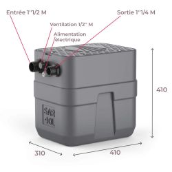 Station de relevage 40L Pedrollo SAR40RXm1 - Pompe a eau 0,25 kW jusqu'à 8,4 m3/h monophasé 220V