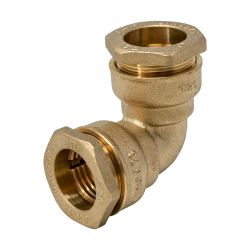 Raccord coudé laiton PN16 à compression pour tuyau PEHD Ø25 mm