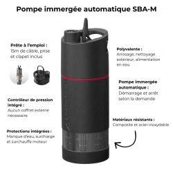 Pompe immergée 6" Grundfos SBA345M 0,95 kW automatique jusqu'à 3 m3/h monophasé 220V