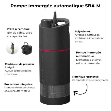 Pompe immergée 6" Grundfos SBA345M 0,95 kW automatique jusqu'à 3 m3/h monophasé 220V