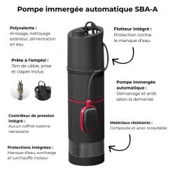 Pompe immergée 6" Grundfos SBA345A 0,95 kW automatique jusqu'à 3 m3/h monophasé 220V