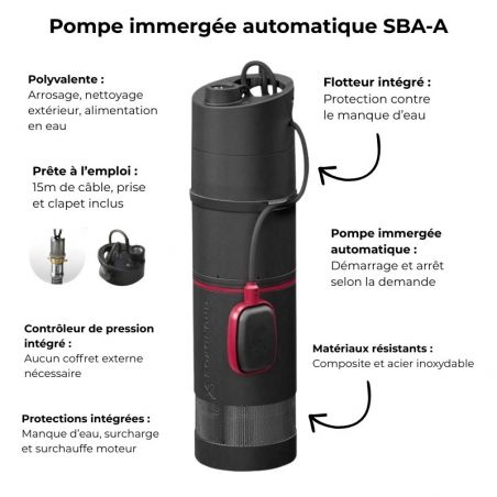 Pompe immergée 6" Grundfos SBA345A 0,95 kW automatique jusqu'à 3 m3/h monophasé 220V