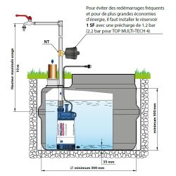 Pompe immergée Pedrollo TOPMULTITECH3 0,55 kW jusqu'à 7,2 m3/h monophasé 220V - fonctionnement automatique