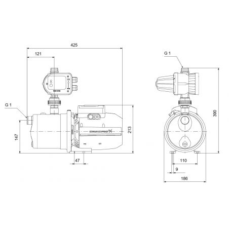 Pompe à eau Grundfos JP 548 PM START autoamorçante jusqu'à 5,8 m3/h monophasé 220V