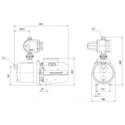 Pompe a eau Grundfos JP447 PM START autoamorçantejusqu'à 4,8 m3/h monophasé 220V