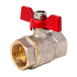 Vanne d’arrêt laiton quart de tour F-F 1/4" - manette papillon rouge