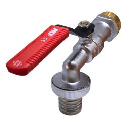 Robinet de puisage laiton avec vanne à sphère - entrée 3/4" - sortie cannelée 15 mm