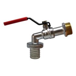 Robinet de puisage laiton avec vanne à sphère - entrée 3/4" - sortie cannelée 15 mm
