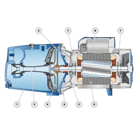 Pompe a eau Pedrollo JSW3CL 1,10 kW jusqu'à 9,6 m3/h triphasé 380V