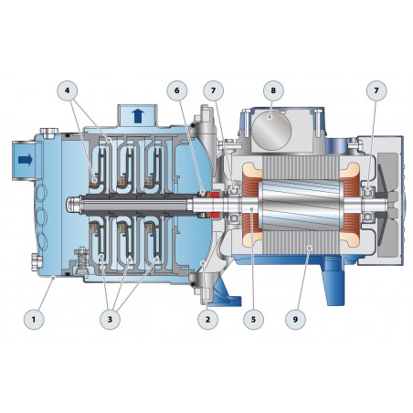 Pompe a eau Pedrollo PLURIJET690X 1,50 kW jusqu'à 4,8 m3/h triphasé 380V