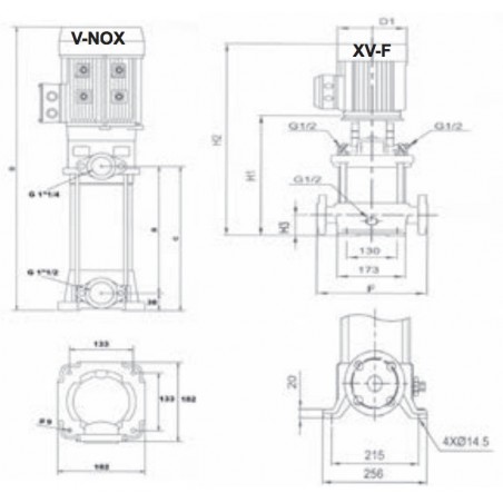 Pompe a eau Pedrollo VNOX310 4 kW de 1,5 à 10 m3/h triphasé 380V
