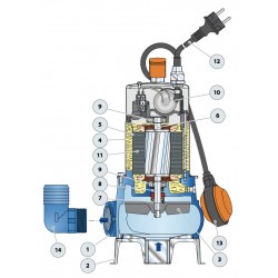 Pompe de relevage Pedrollo ZXm1A40 0,60 kW jusqu'à 24 m3/h monophasé 220V
