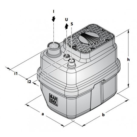 Station de relevage 100L Pedrollo SAR100RXm320 - Pompe a eau 0,55 kW jusqu'à 10,8 m3/h monophasé 220V