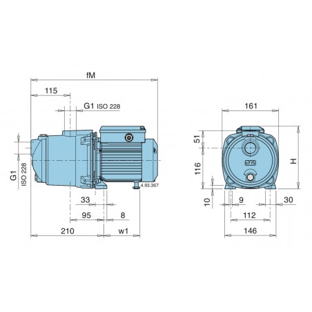 Pompe a eau Calpeda NGL3100 0,65 kW fonte jusqu'à 3,2 m3/h triphasé 380V