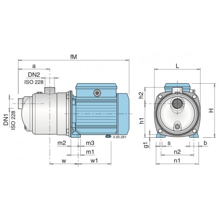 Pompe a eau Calpeda MXA404 0,75 kW inox jusqu'à 7 m3/h triphasé 380V
