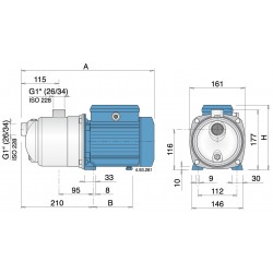 Pompe a eau Calpeda MXPM203 0,45 kW jusqu'à 5 m3/h monophasé 220V