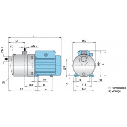 Pompe a eau Calpeda MXH1605 3,70 kW tout inox jusqu'à 25 m3/h triphasé 380V